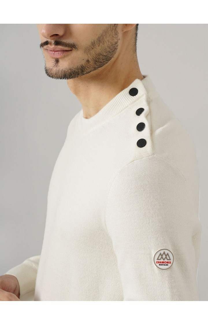 Celio Men's Solid Off White Full Sleeve Round Neck Chamonix Sweatshirt
