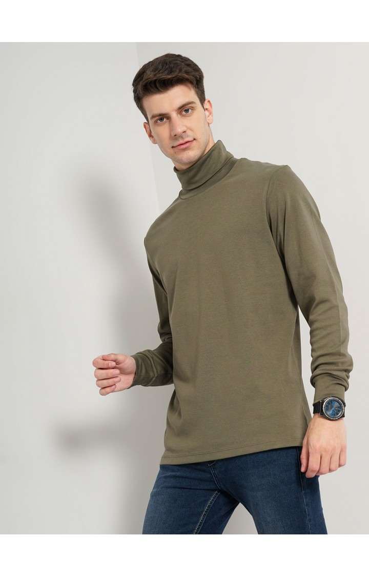 Men's Green Solid Sweatshirts