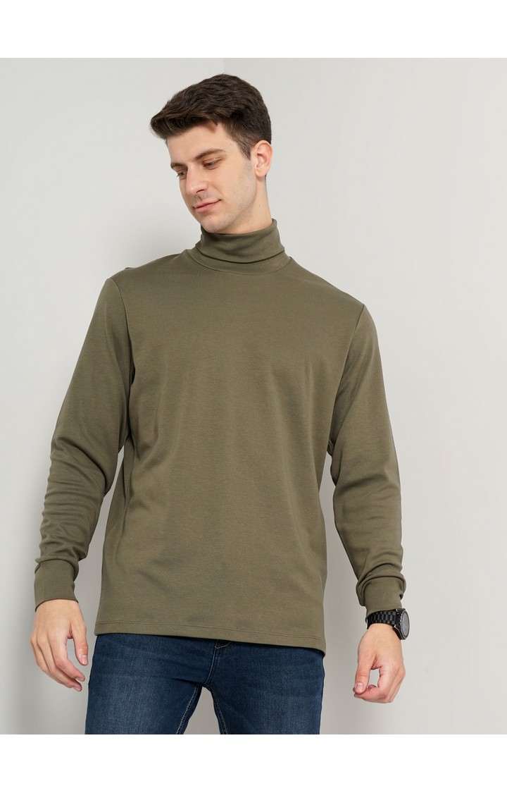 Men's Green Solid Sweatshirts
