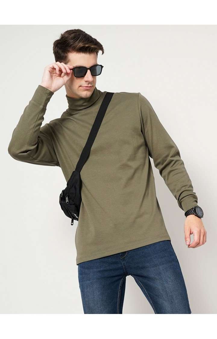 Men's Green Solid Sweatshirts