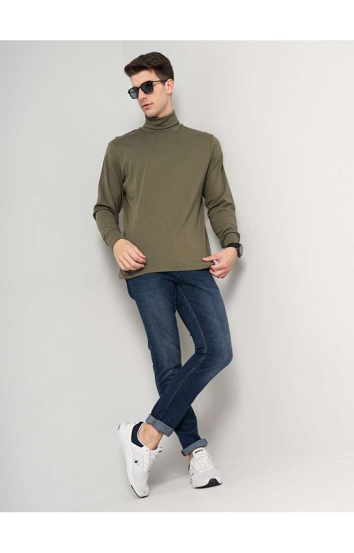 Men's Green Solid Sweatshirts
