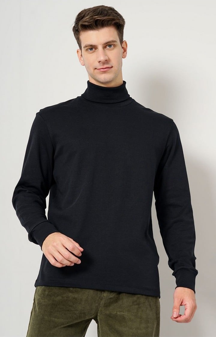 Men's Black Solid Sweatshirts