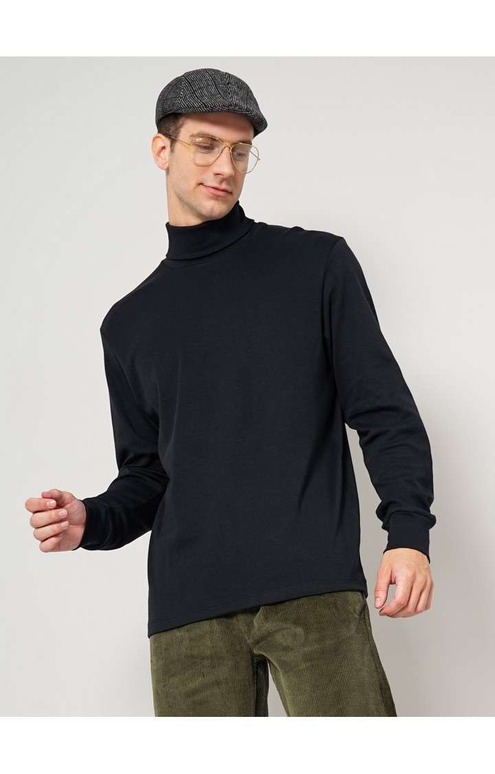 Men's Black Solid Sweatshirts