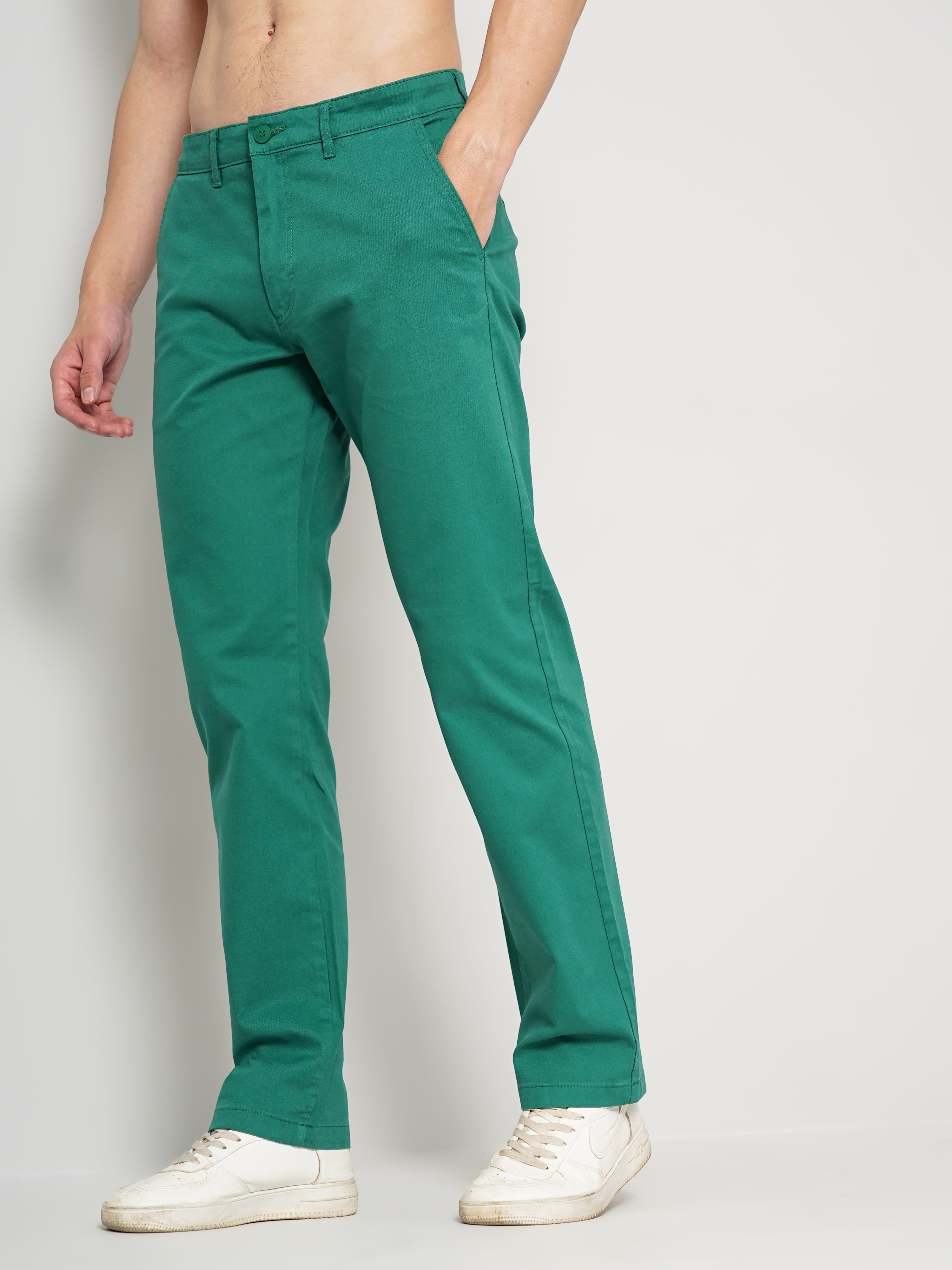 Men's Solid Green Trouser