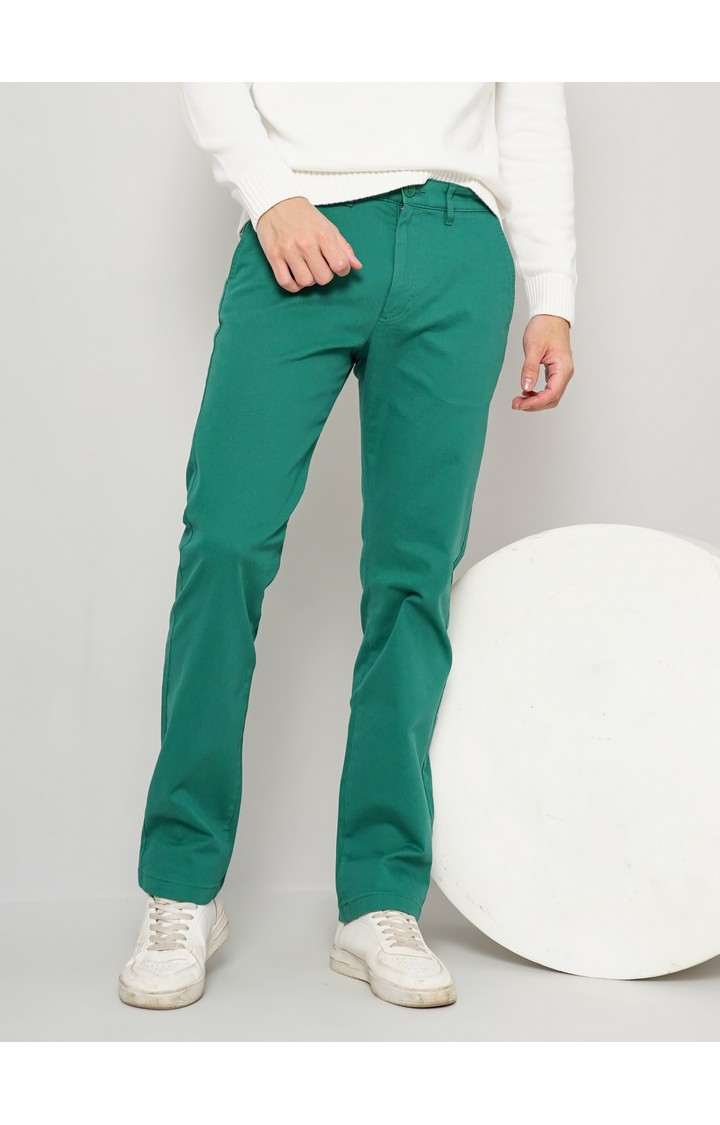 Men's Solid Green Trouser