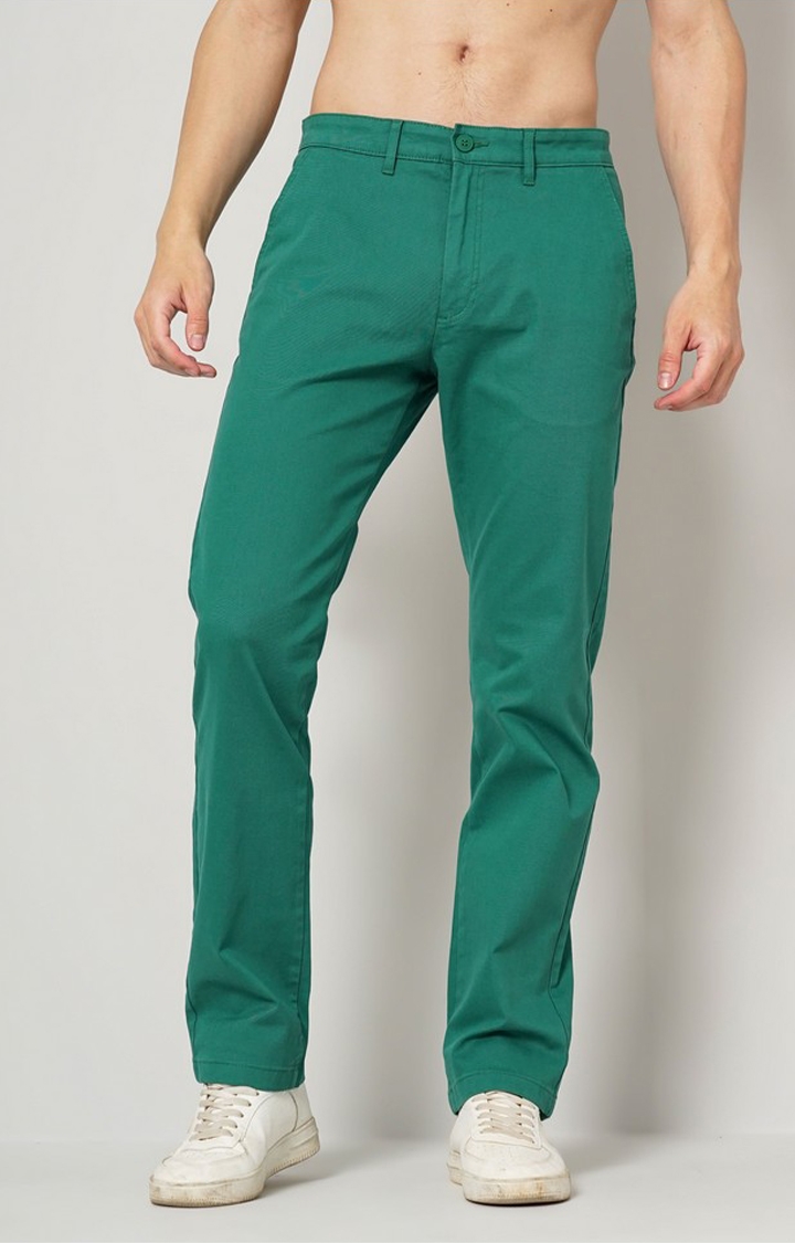 celio | Men's Solid Green Trouser