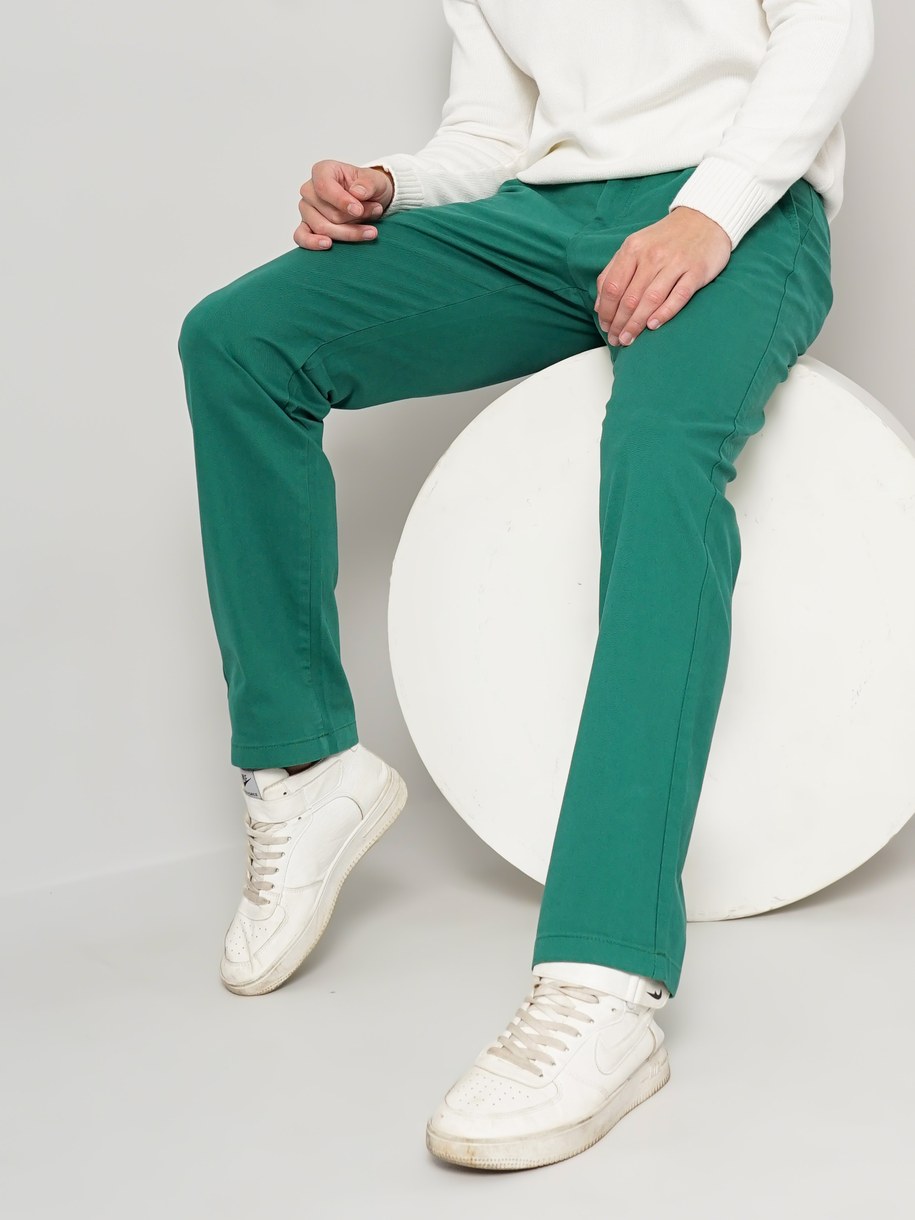 Men's Solid Green Trouser