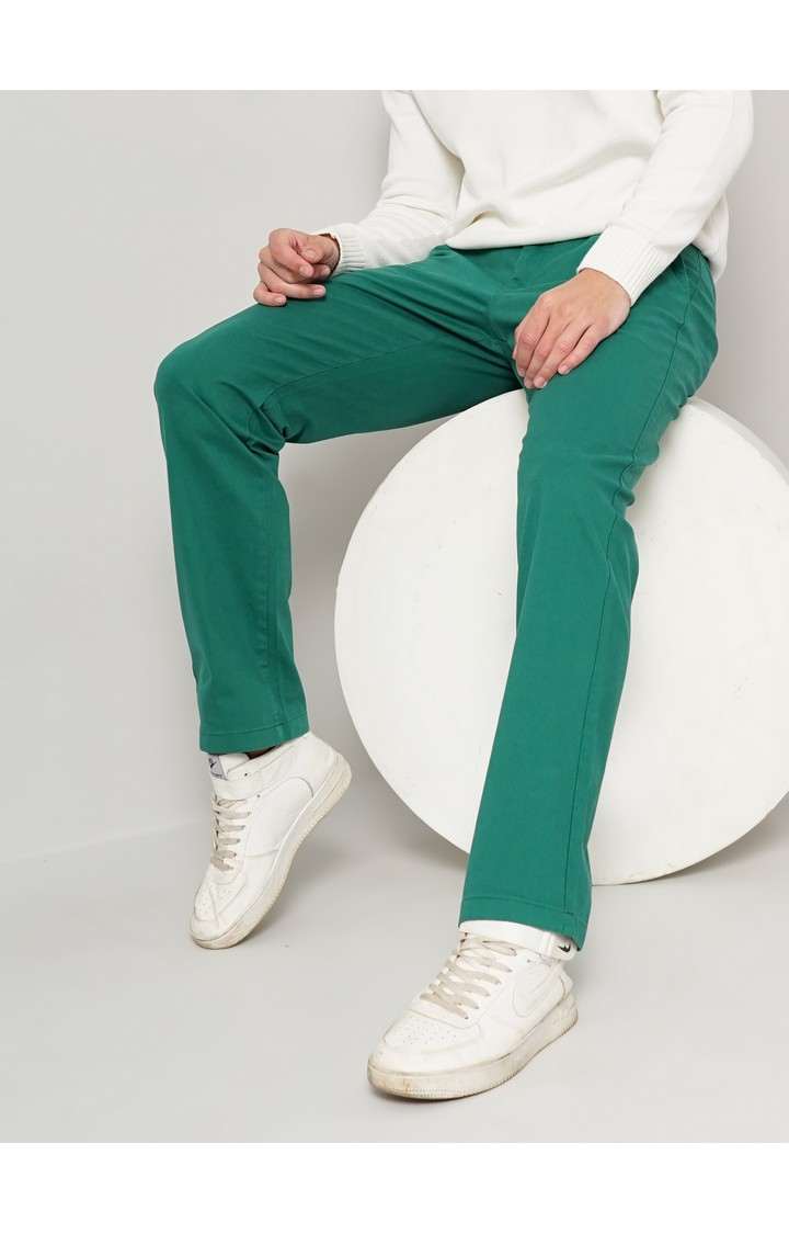 Men's Solid Green Trouser