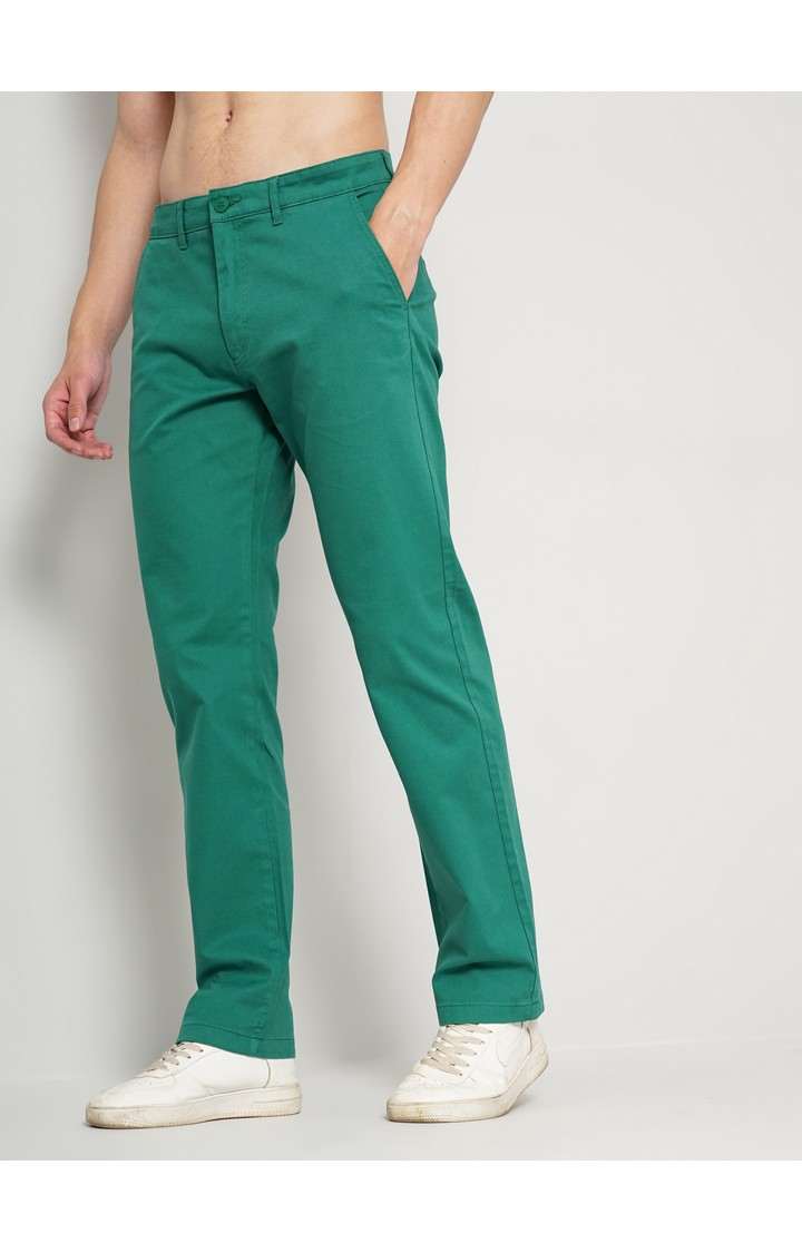 Men's Solid Green Trouser