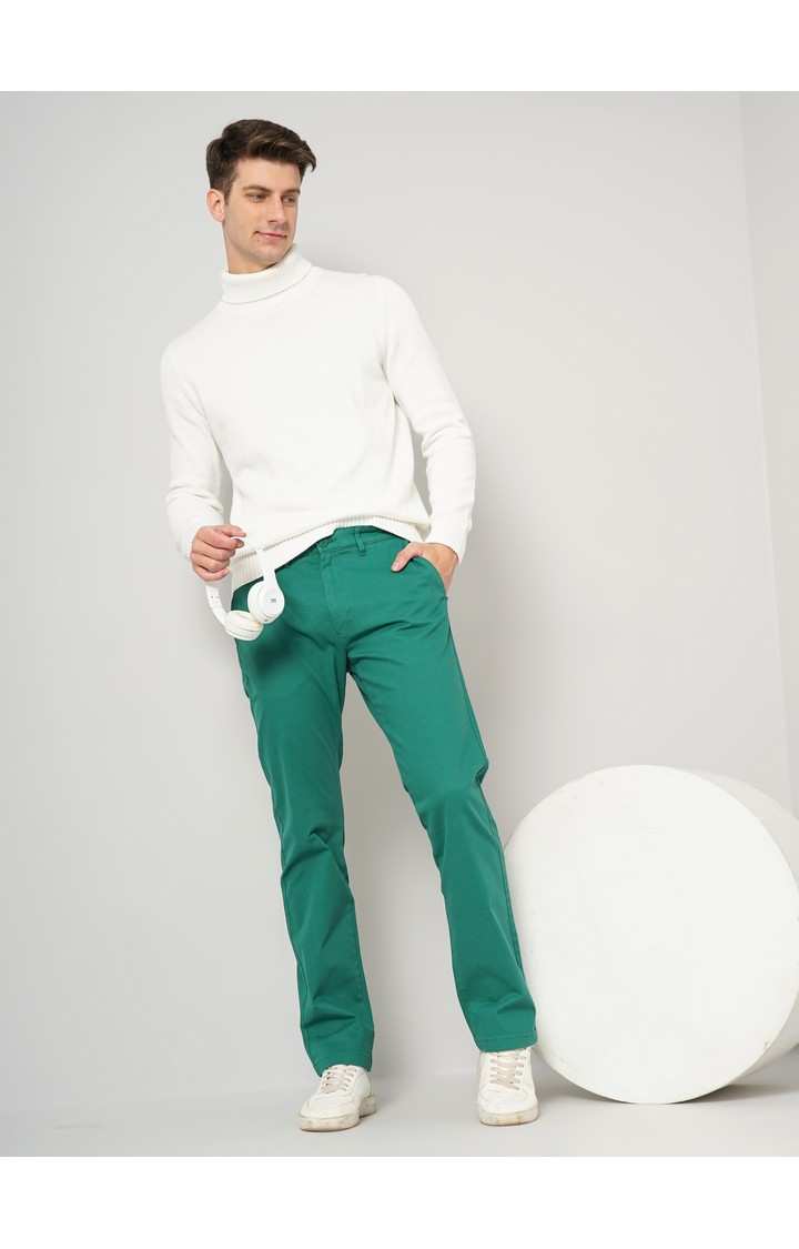 Men's Solid Green Trouser