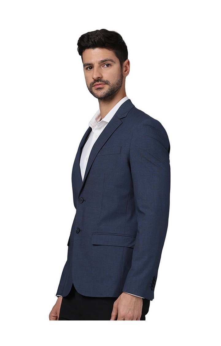 Celio Men Navy Blue Solid Slim Fit Polyester Suit Jacket
