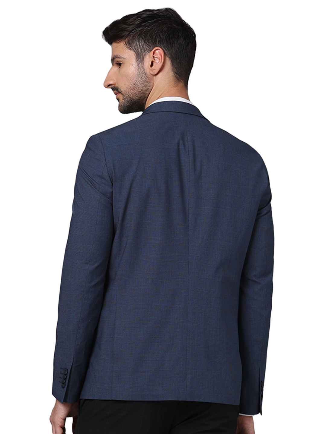 Celio Men Navy Blue Solid Slim Fit Polyester Suit Jacket