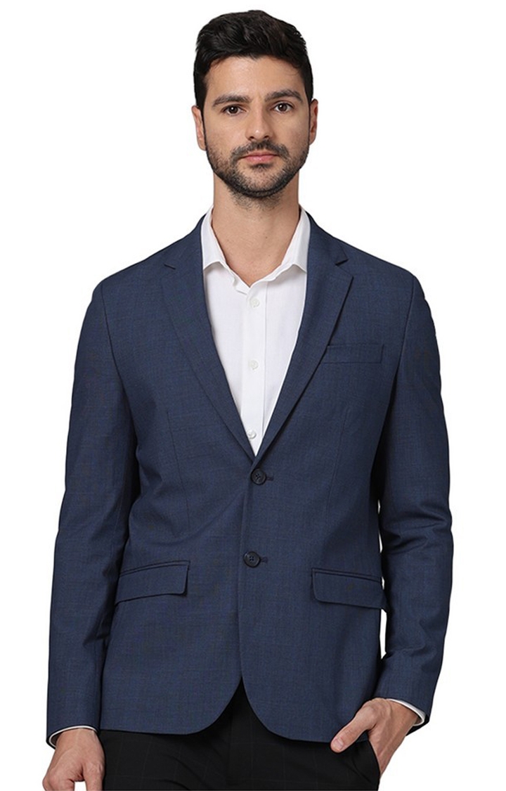 celio | Celio Men Navy Blue Solid Slim Fit Polyester Suit Jacket
