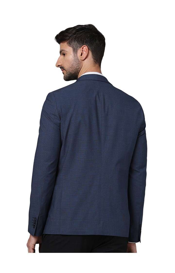 Celio Men Navy Blue Solid Slim Fit Polyester Suit Jacket