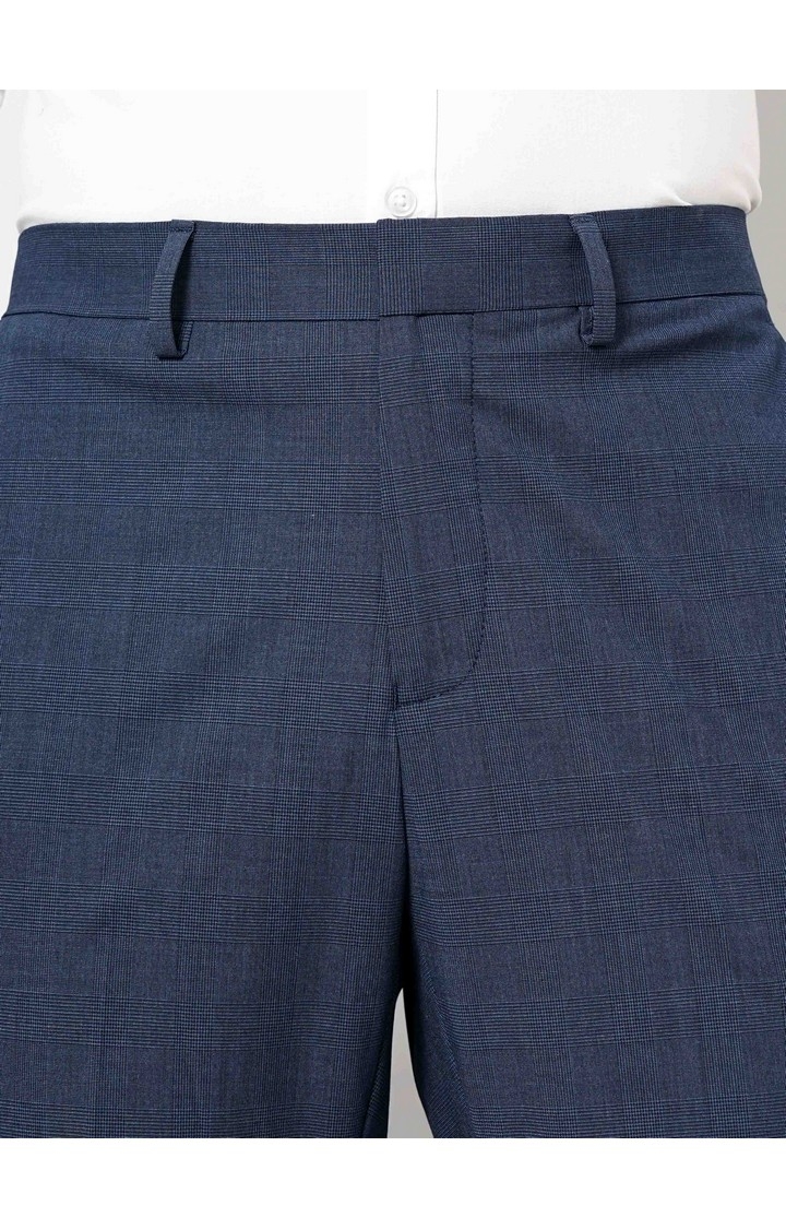 Celio Men Navy Blue Solid Slim Fit Polyester Suits Pants