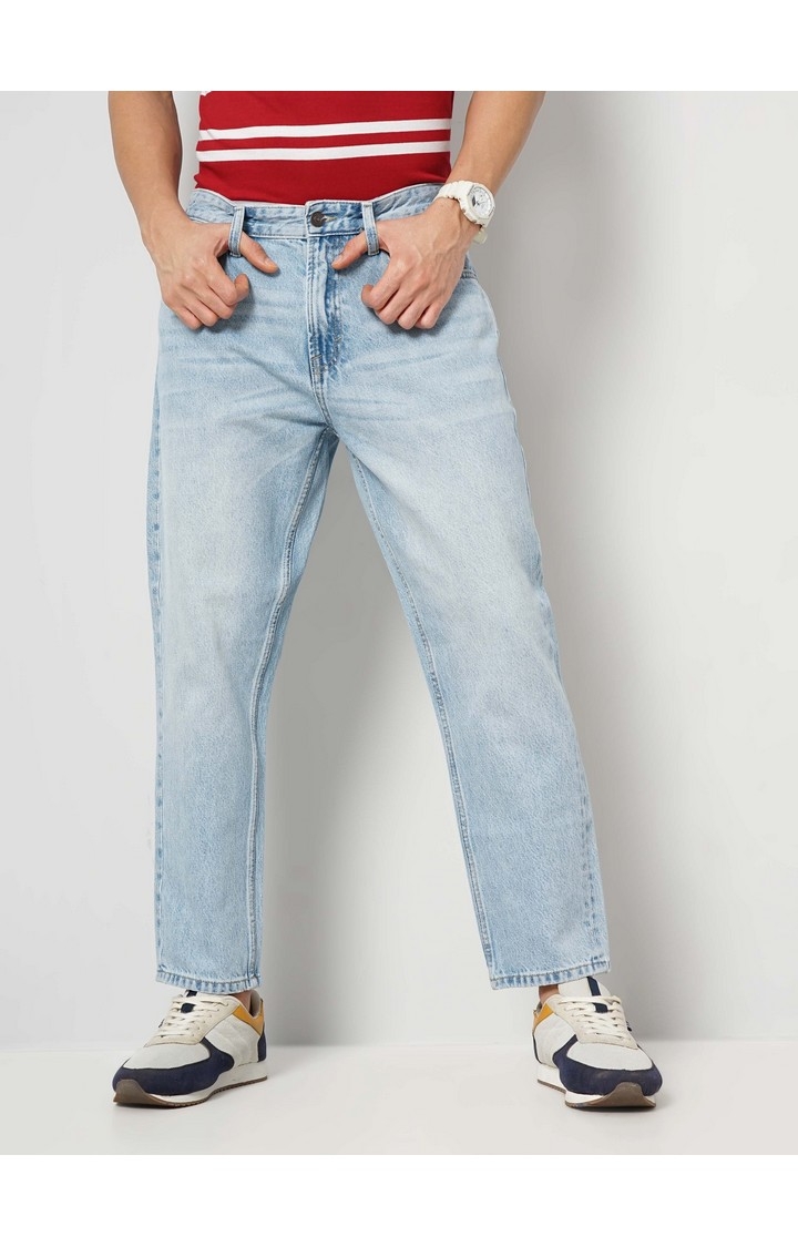 Celio Men Blue Solid Relaxed Fit Cotton Jeans