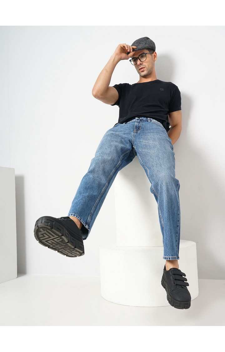 Celio Men Blue Solid Relaxed Fit Cotton Jeans