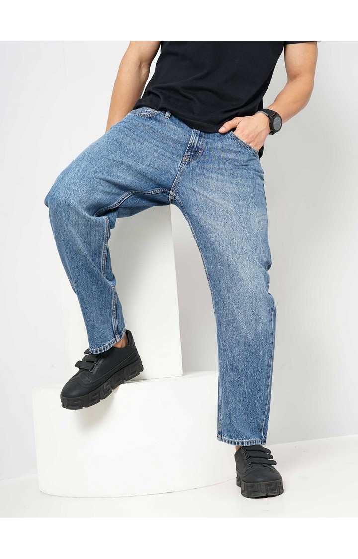 Celio Men Blue Solid Relaxed Fit Cotton Jeans