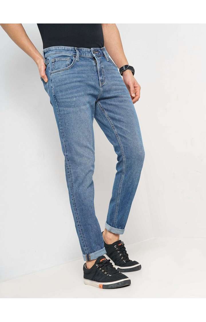 Celio Men Blue Solid Skinny Fit Cotton Jeans