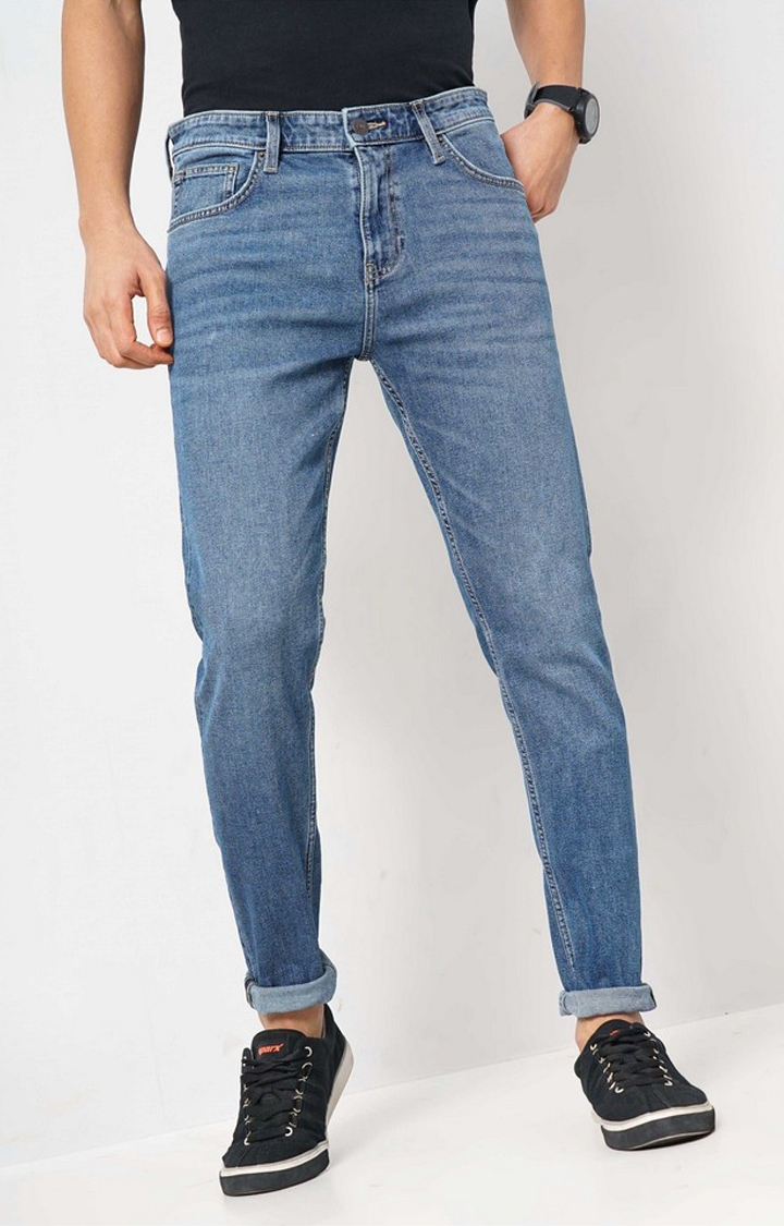celio | Celio Men Blue Solid Skinny Fit Cotton Jeans