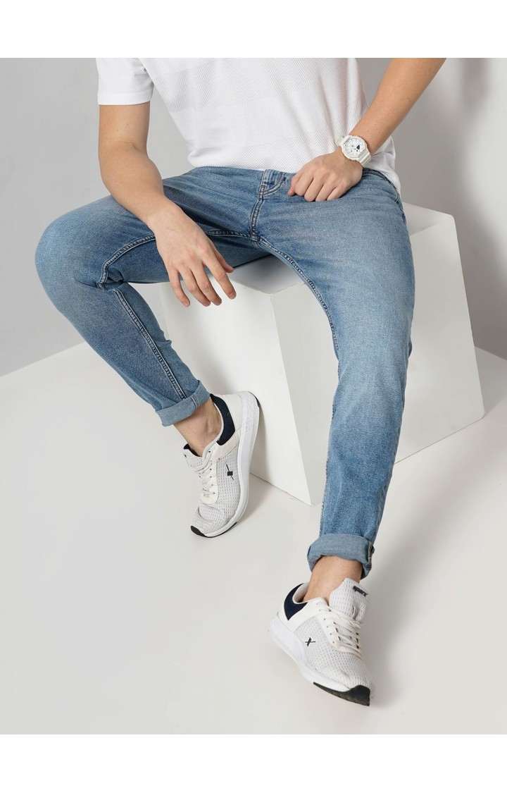 Celio Men Blue Solid Regular Fit Cotton Jeans