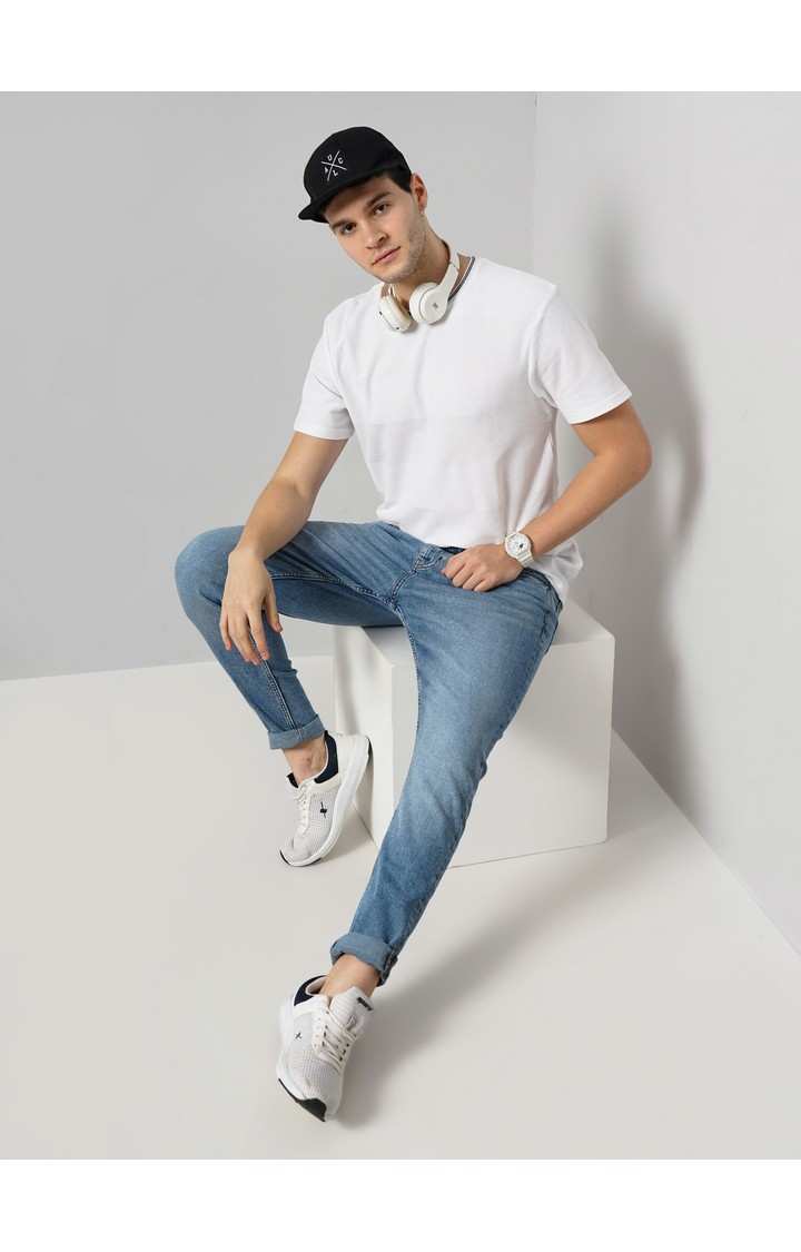 Celio Men Blue Solid Regular Fit Cotton Jeans