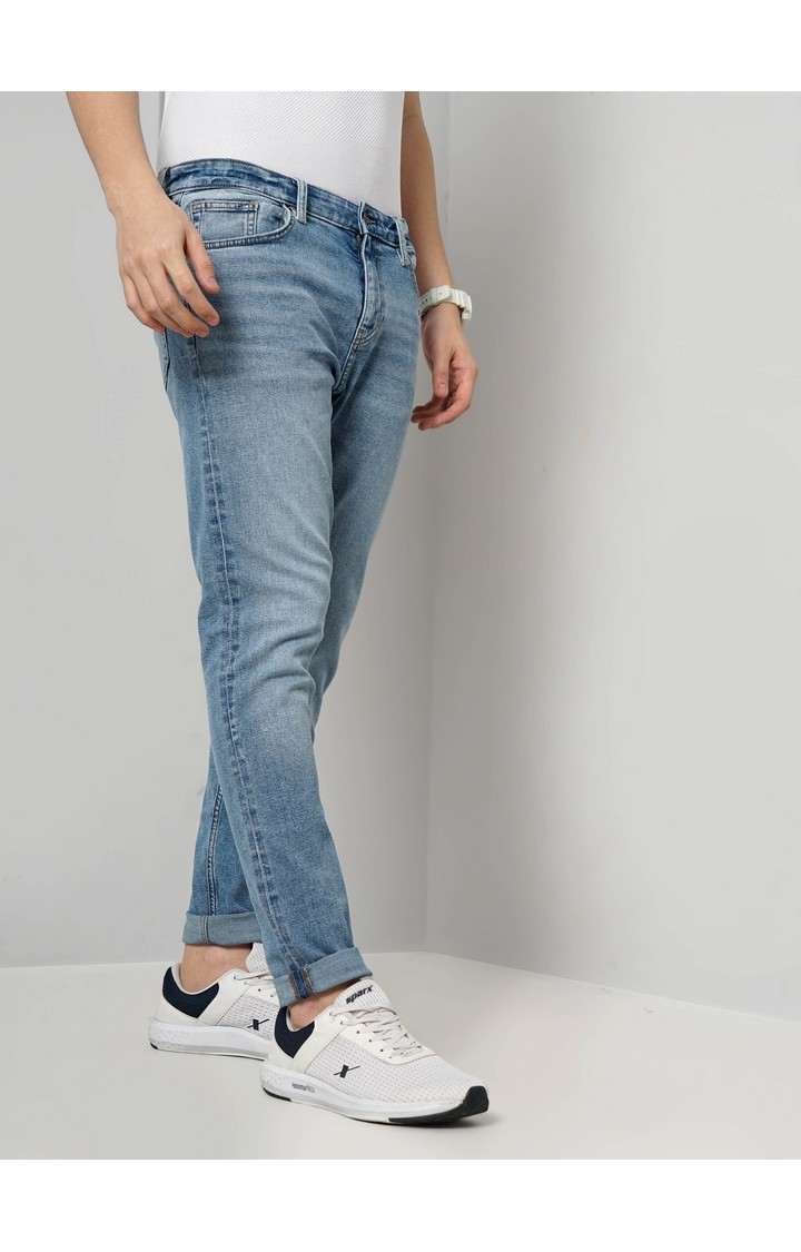 Celio Men Blue Solid Regular Fit Cotton Jeans
