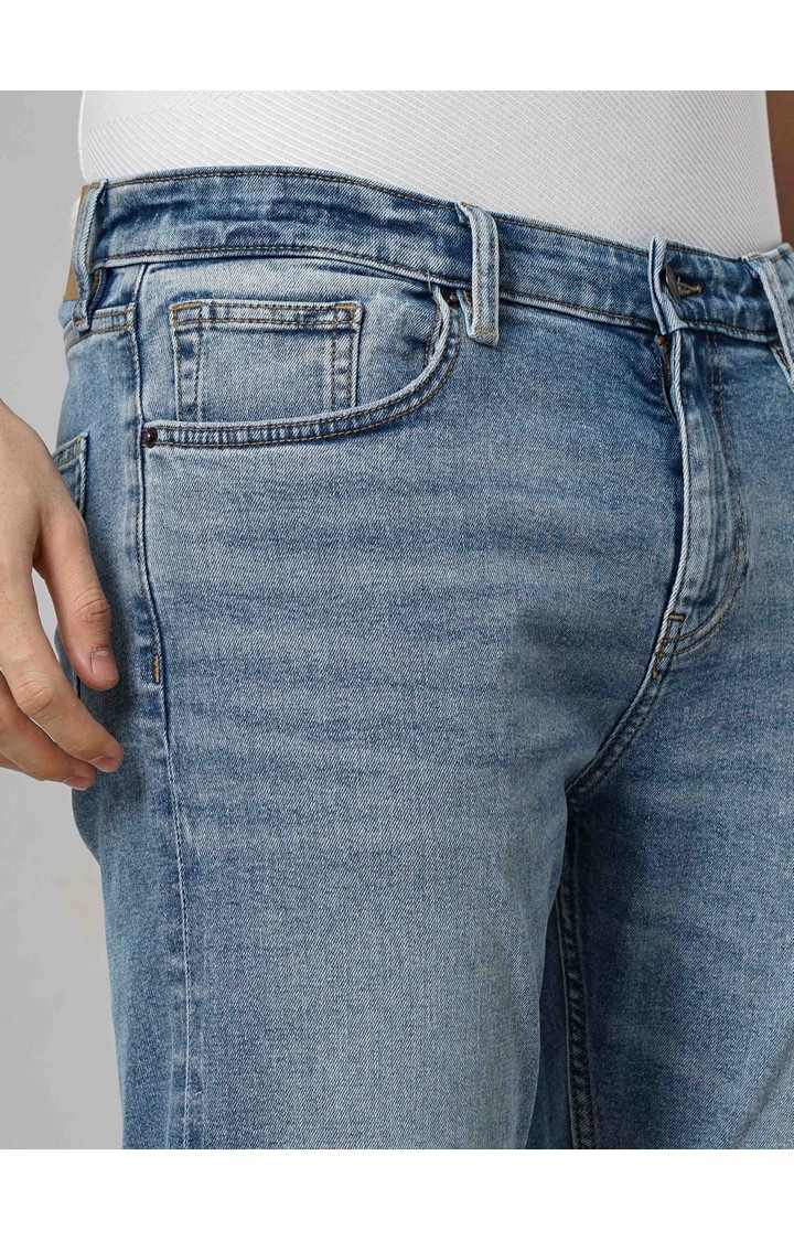 Celio Men Blue Solid Regular Fit Cotton Jeans