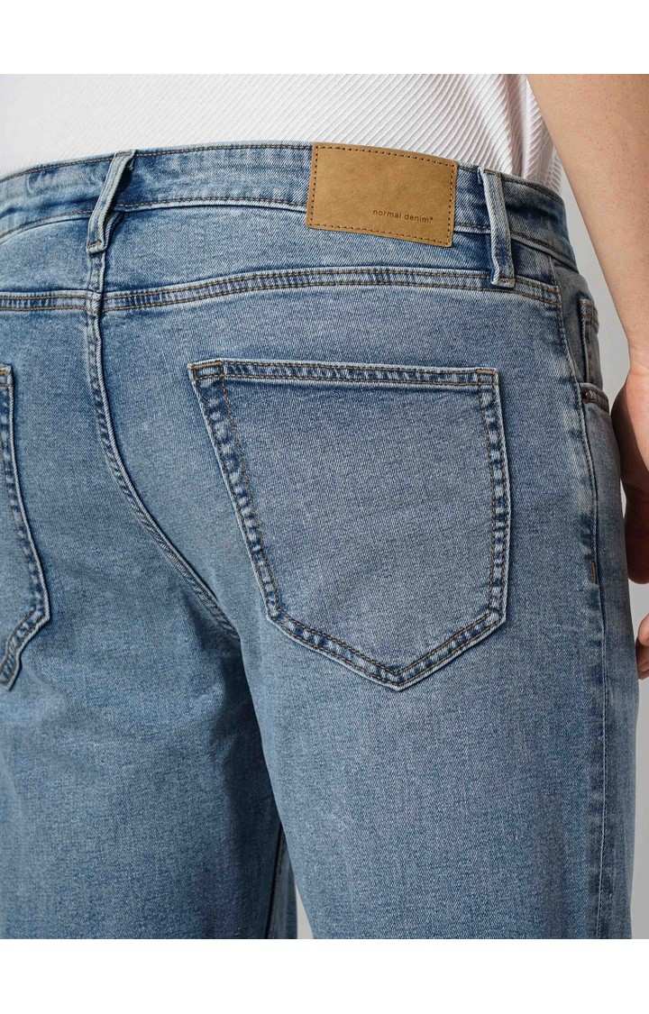 Celio Men Blue Solid Regular Fit Cotton Jeans
