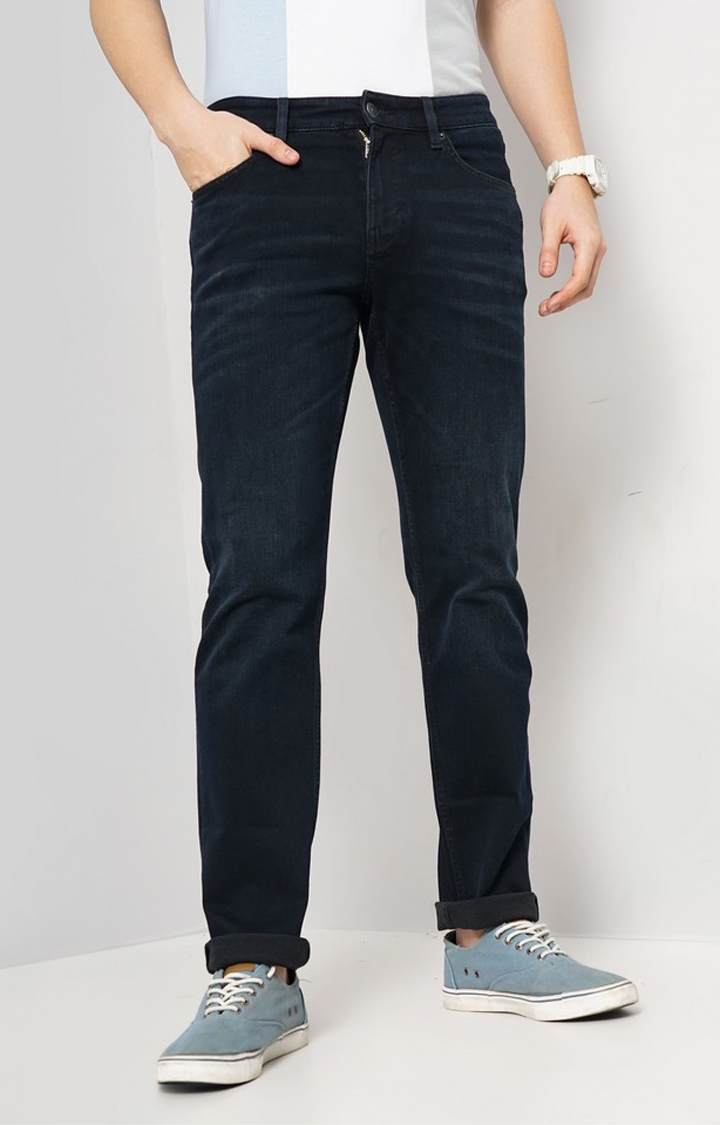 celio | Celio Men Black Solid Straight Fit Cotton Twill Denim Jeans