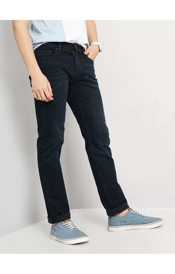 Celio Men Black Solid Straight Fit Cotton Twill Denim Jeans