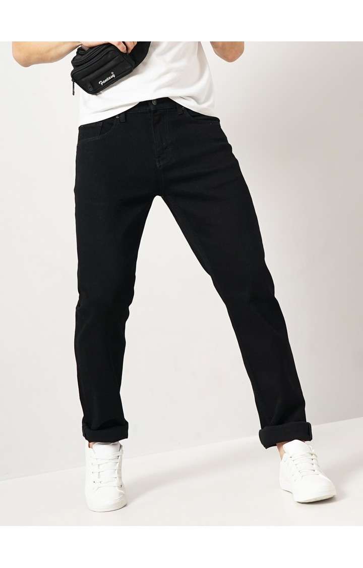 Celio Men Black Straight Fit Cotton Twill Denim Jeans