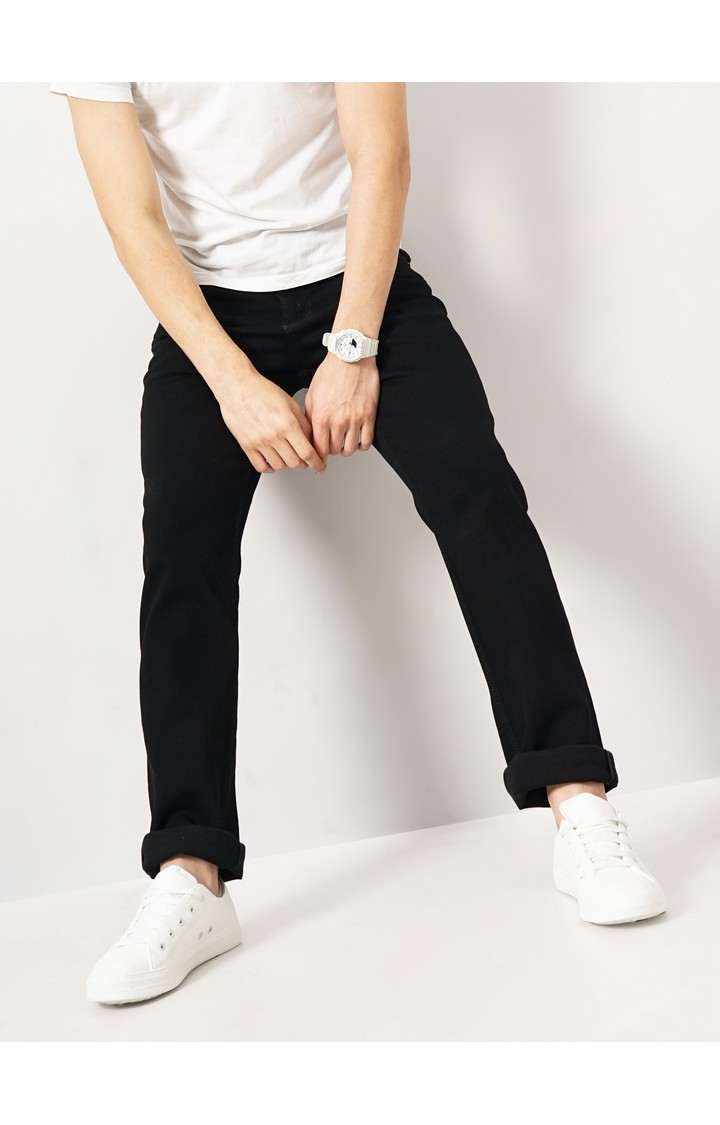 Celio Men Black Straight Fit Cotton Twill Denim Jeans