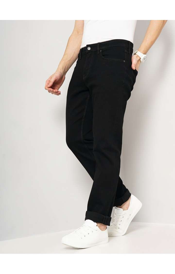 Celio Men Black Straight Fit Cotton Twill Denim Jeans
