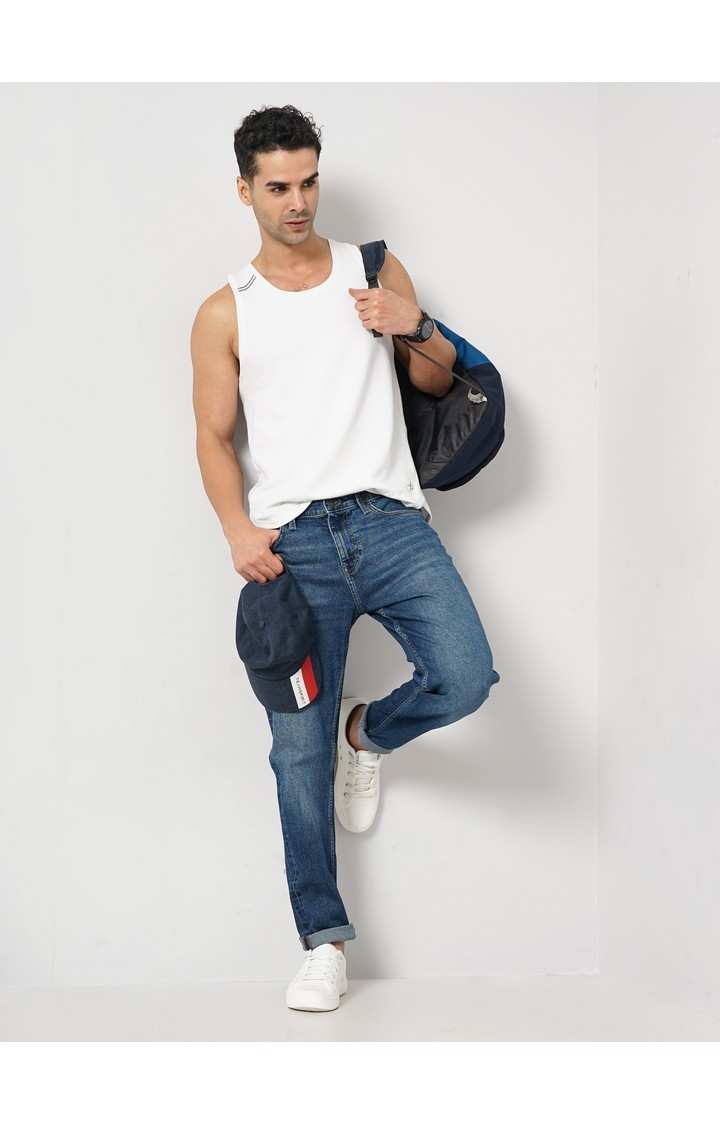 Celio Men Grey Solid Slim Fit Cotton Jeans