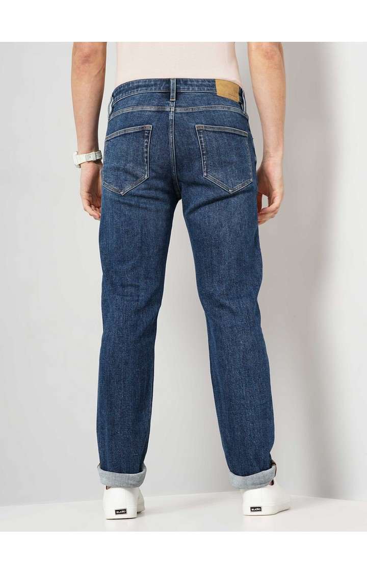 Celio Men Blue Solid Straight Fit Cotton Twill Denim Jeans