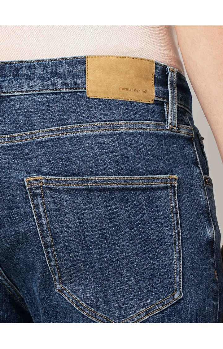 Celio Men Blue Solid Straight Fit Cotton Twill Denim Jeans