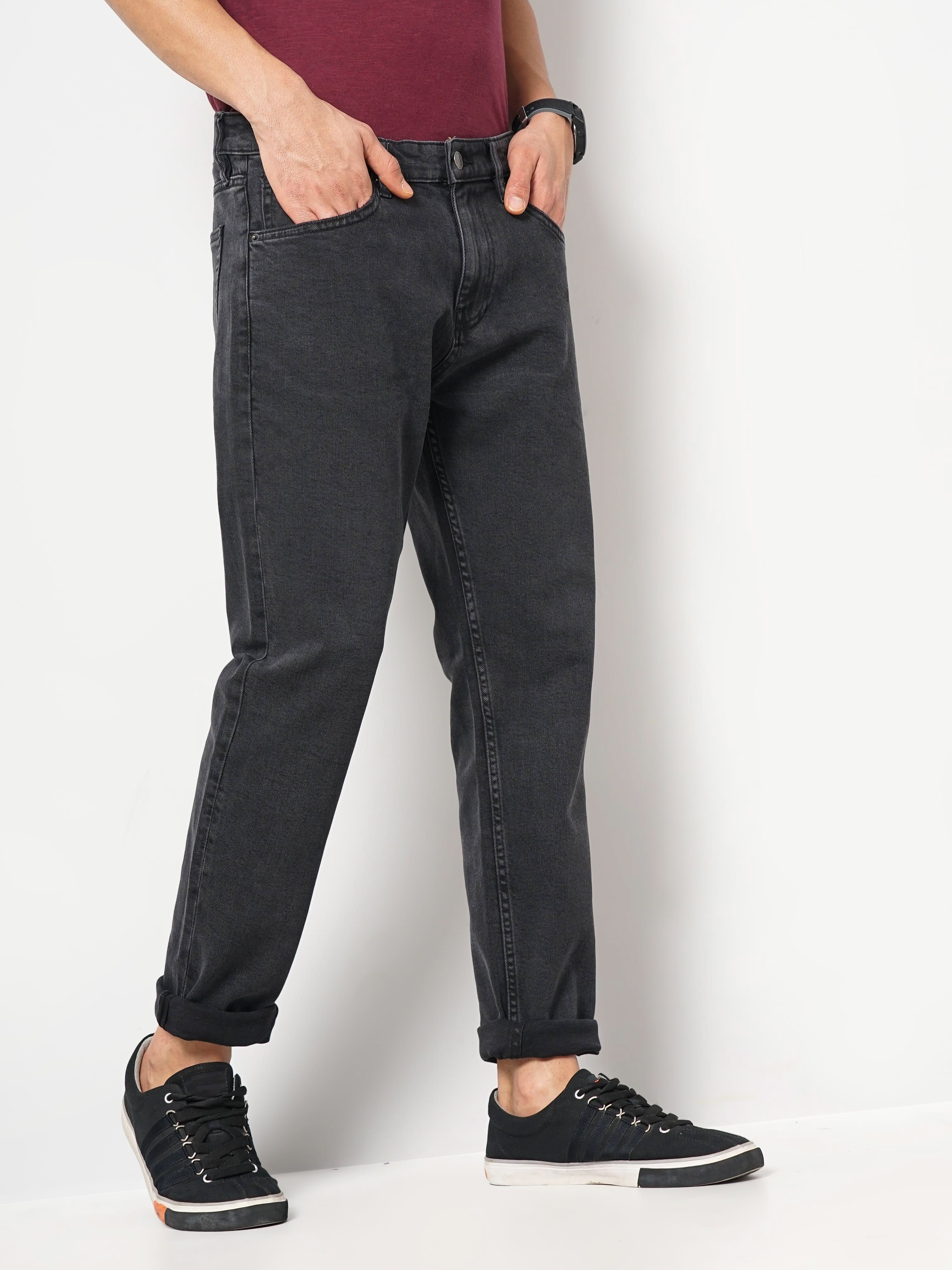 celio | Celio Men Black Solid Slim Fit Cotton Colored Denim Jeans 6