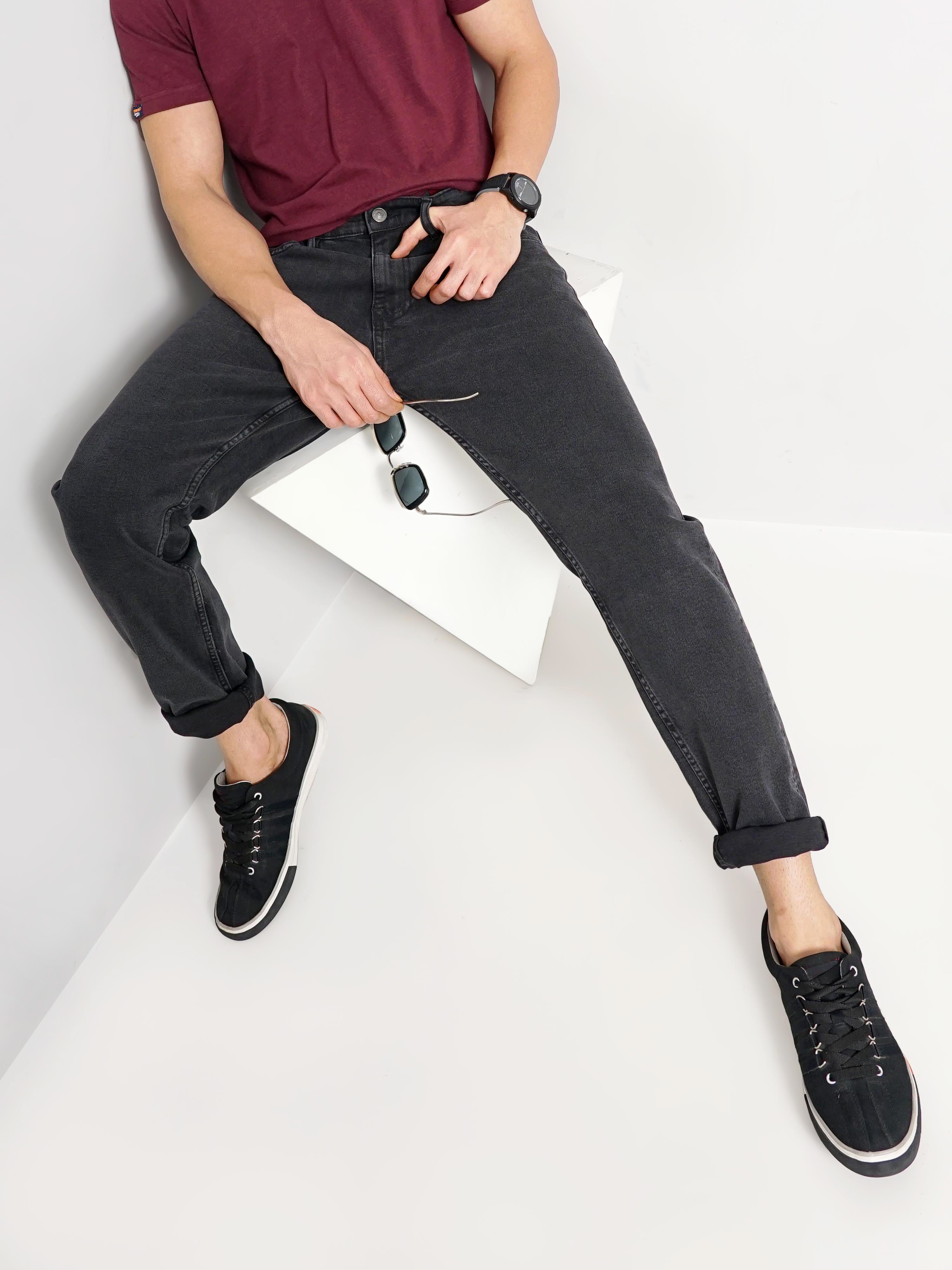 celio | Celio Men Black Solid Slim Fit Cotton Colored Denim Jeans 5