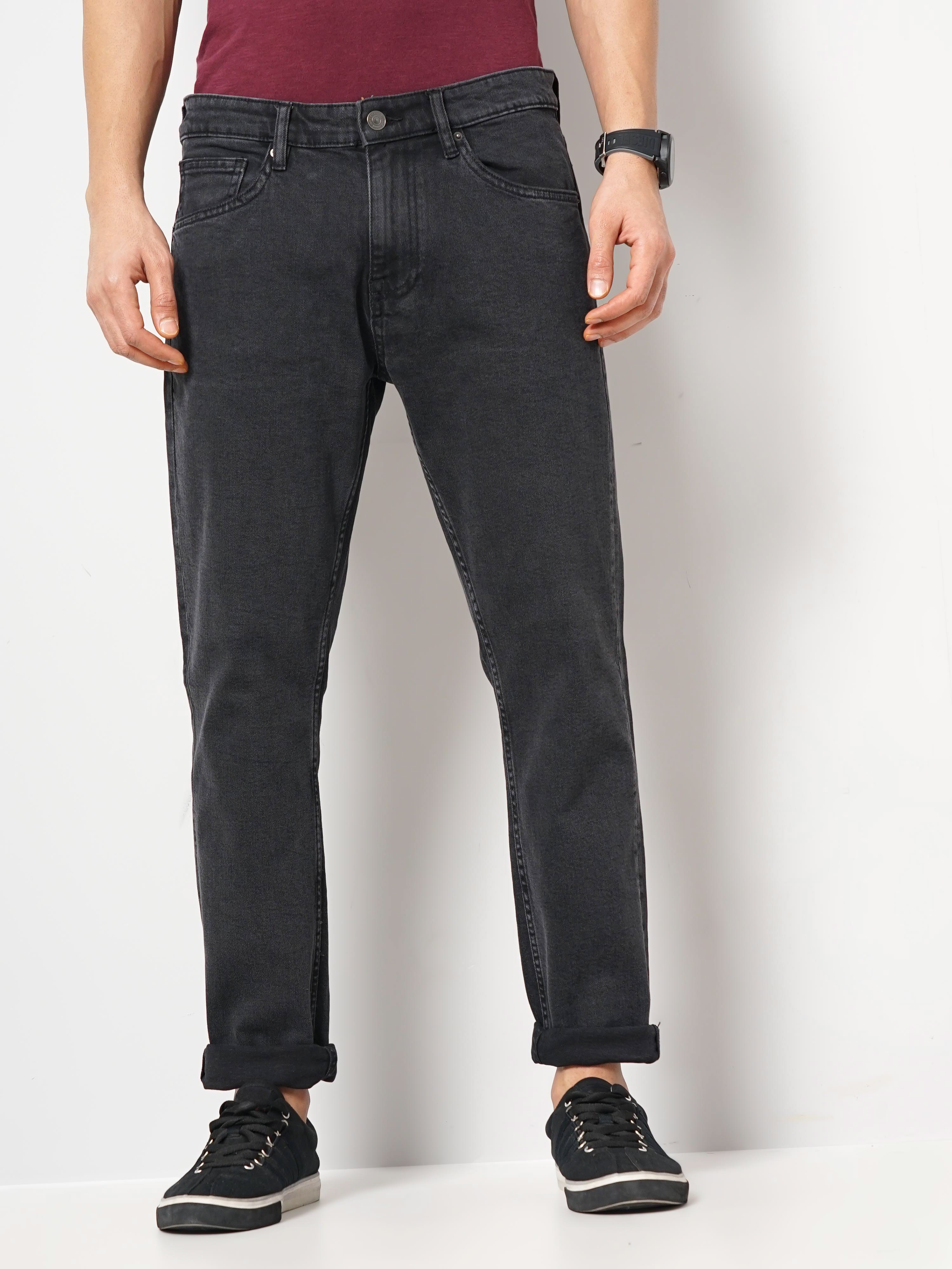 celio | Celio Men Black Solid Slim Fit Cotton Colored Denim Jeans 0
