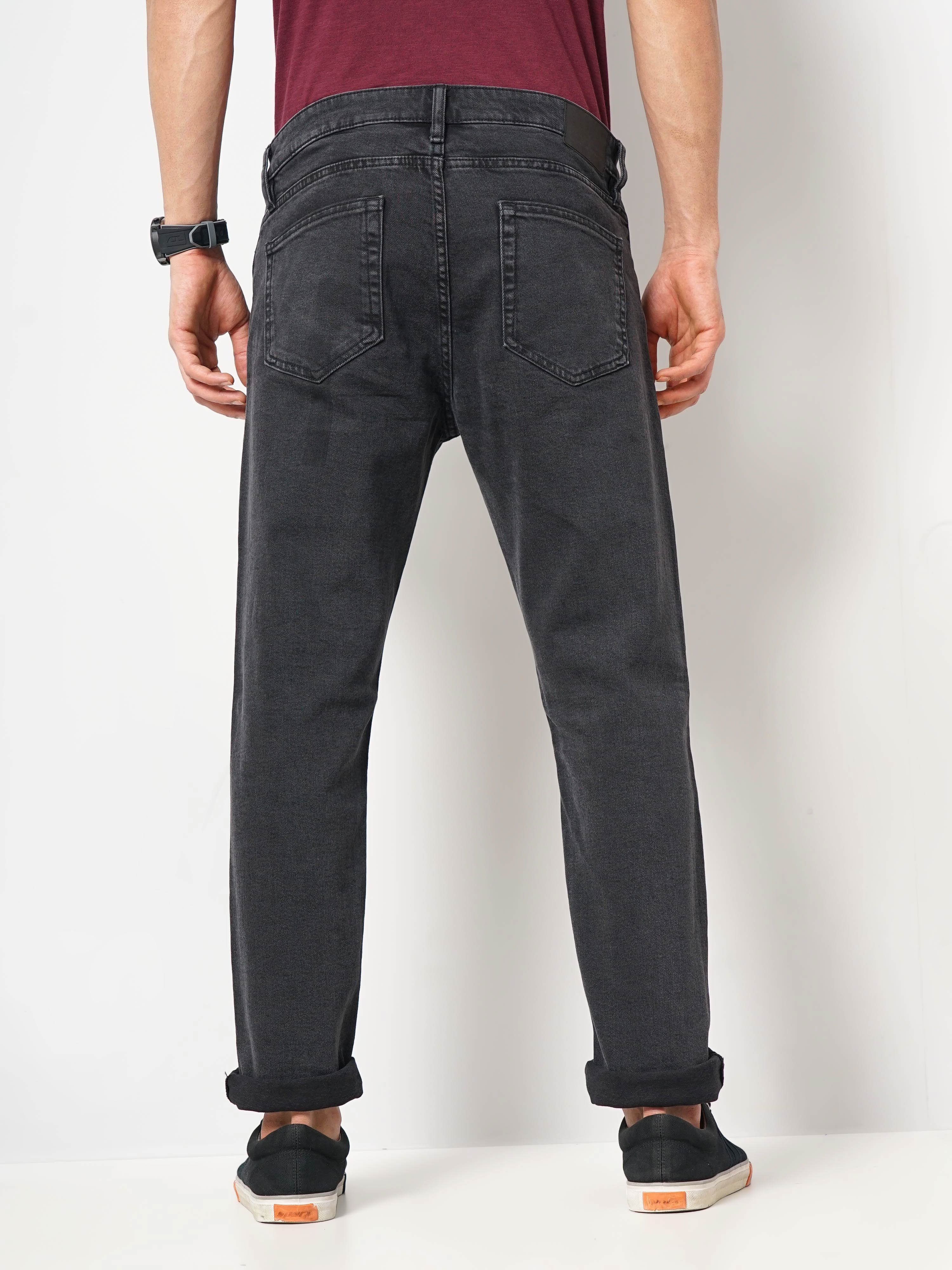 celio | Celio Men Black Solid Slim Fit Cotton Colored Denim Jeans 2