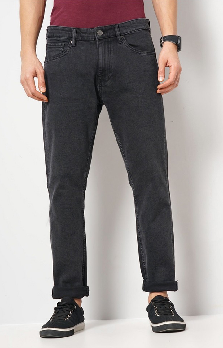 celio | Celio Men Black Solid Slim Fit Cotton Colored Denim Jeans