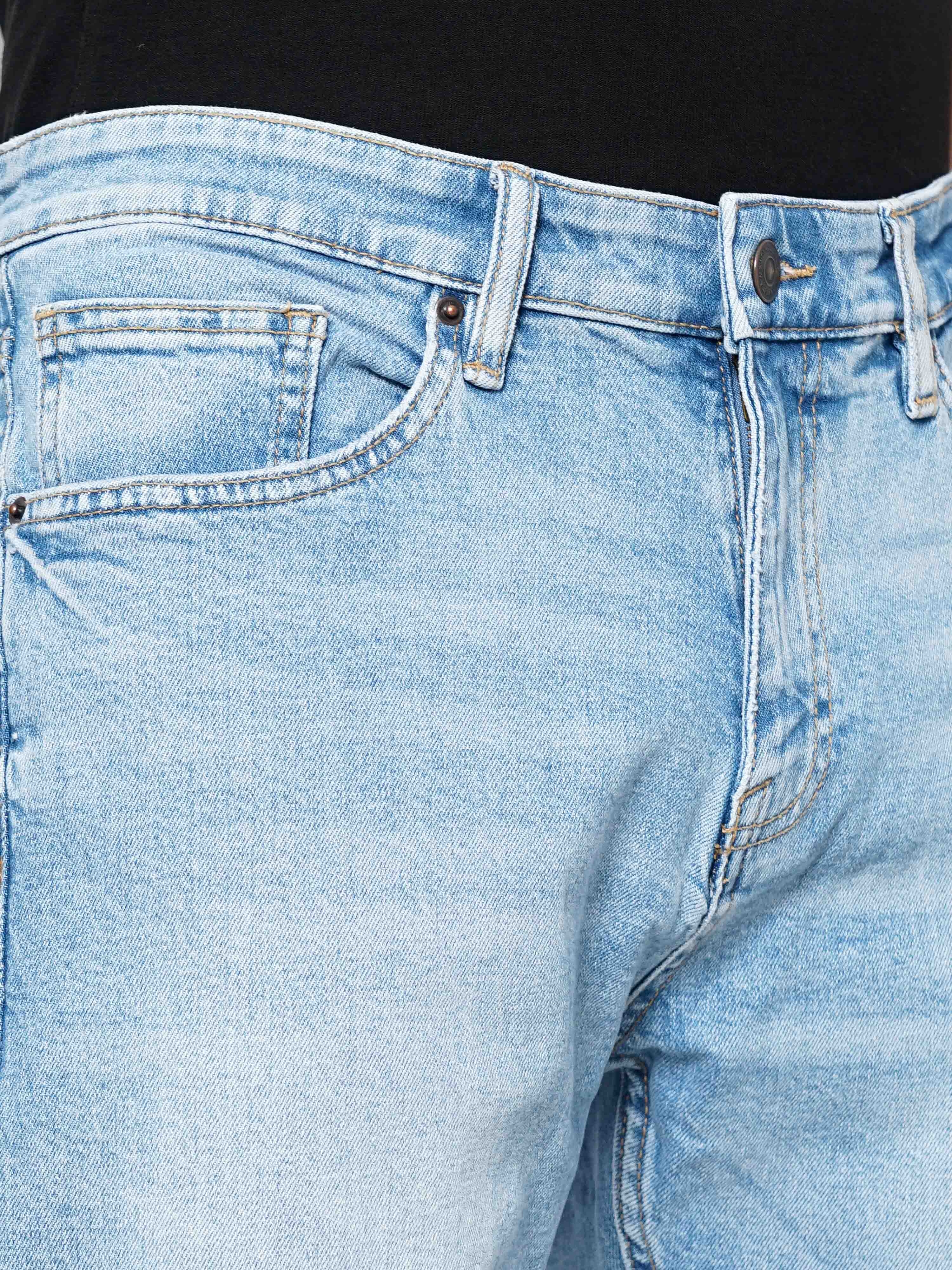 celio | Celio Men Blue Solid Slim Fit Cotton Colored Denim Jeans 3
