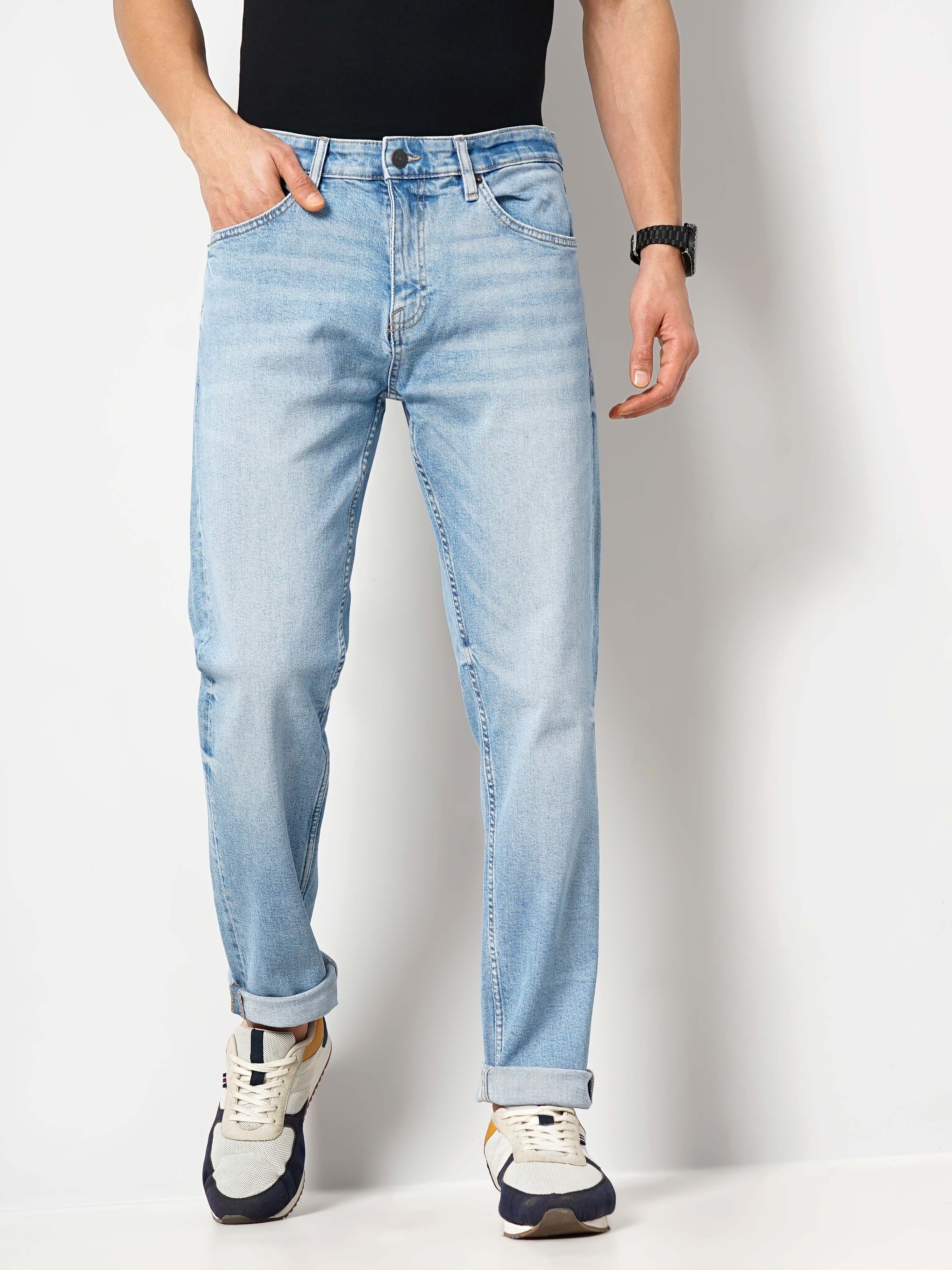 celio | Celio Men Blue Solid Slim Fit Cotton Colored Denim Jeans 0