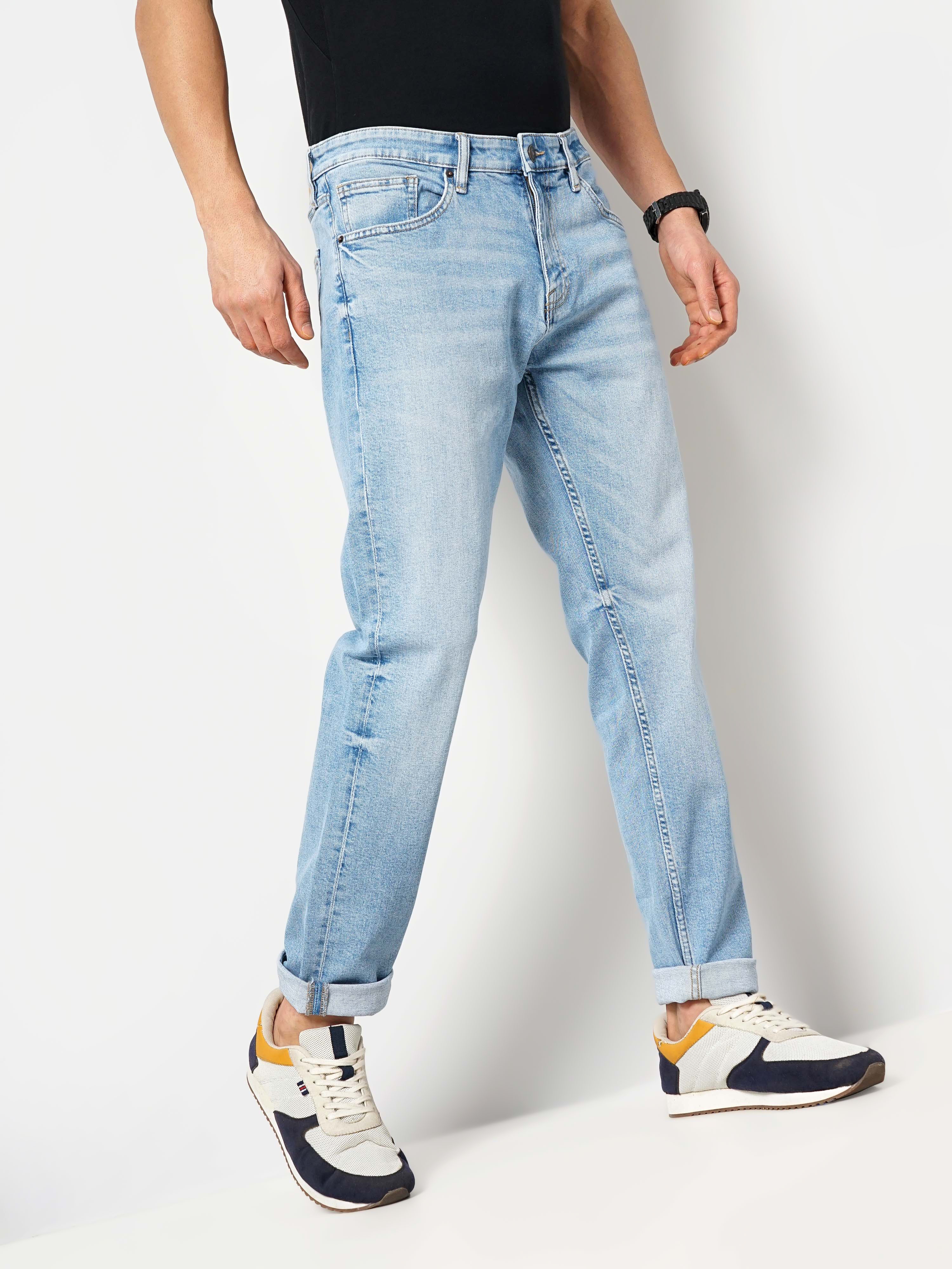 celio | Celio Men Blue Solid Slim Fit Cotton Colored Denim Jeans 6