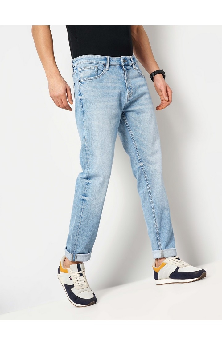 Celio Men Blue Solid Slim Fit Cotton Colored Denim Jeans