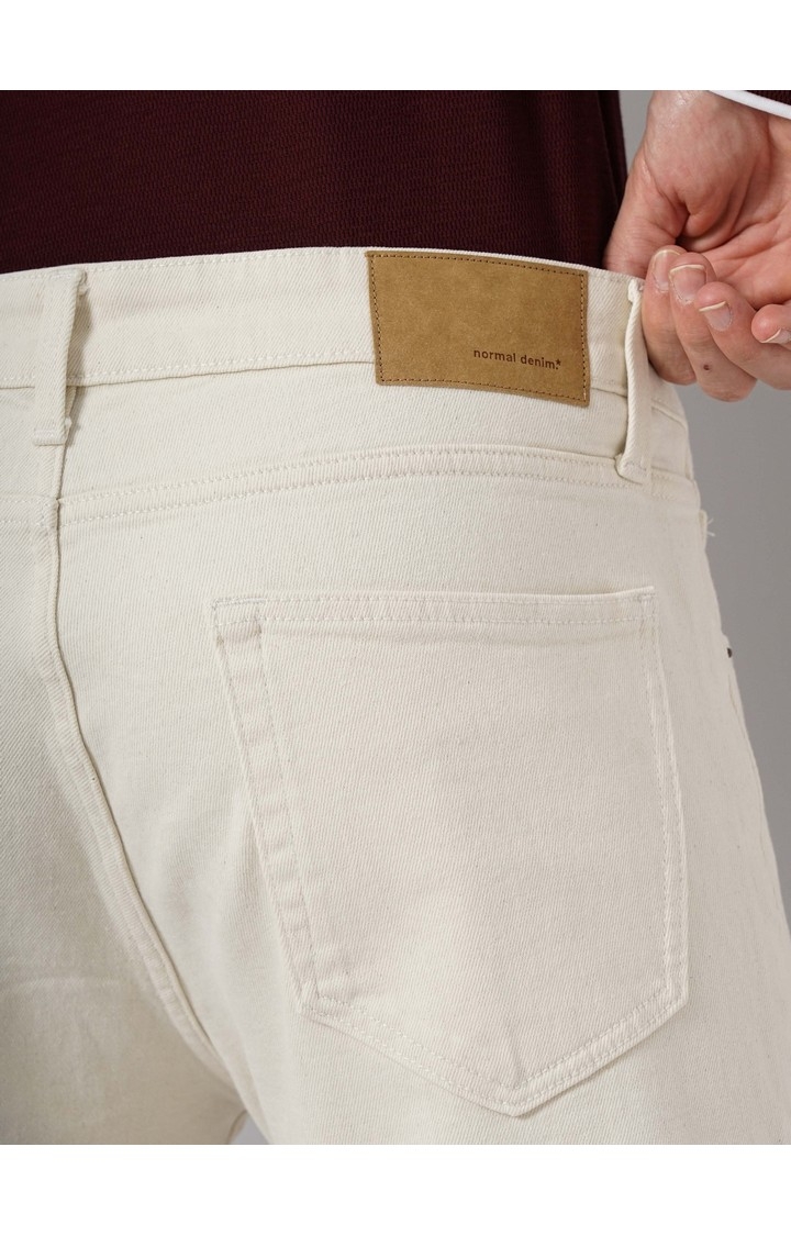 Celio Men Beige Solid Slim Fit Cotton Colored Denim Jeans