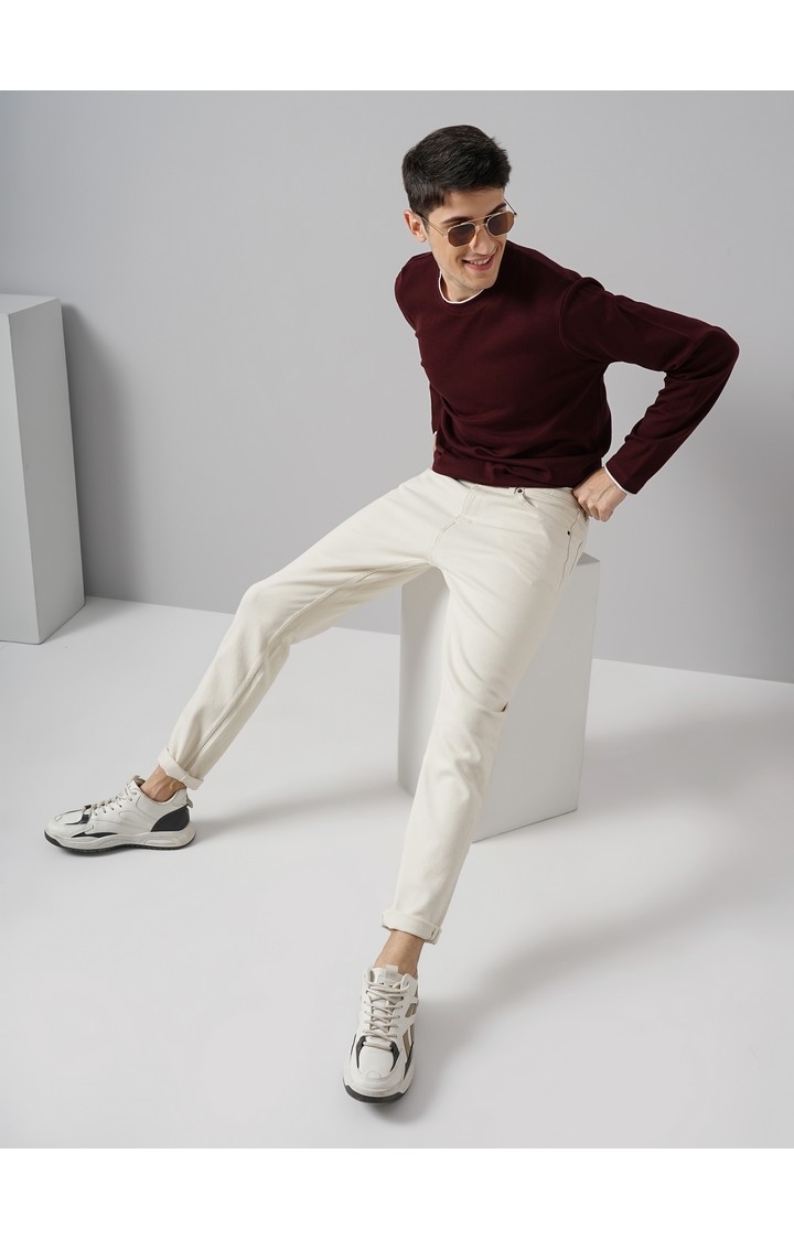 Celio Men Beige Solid Slim Fit Cotton Colored Denim Jeans