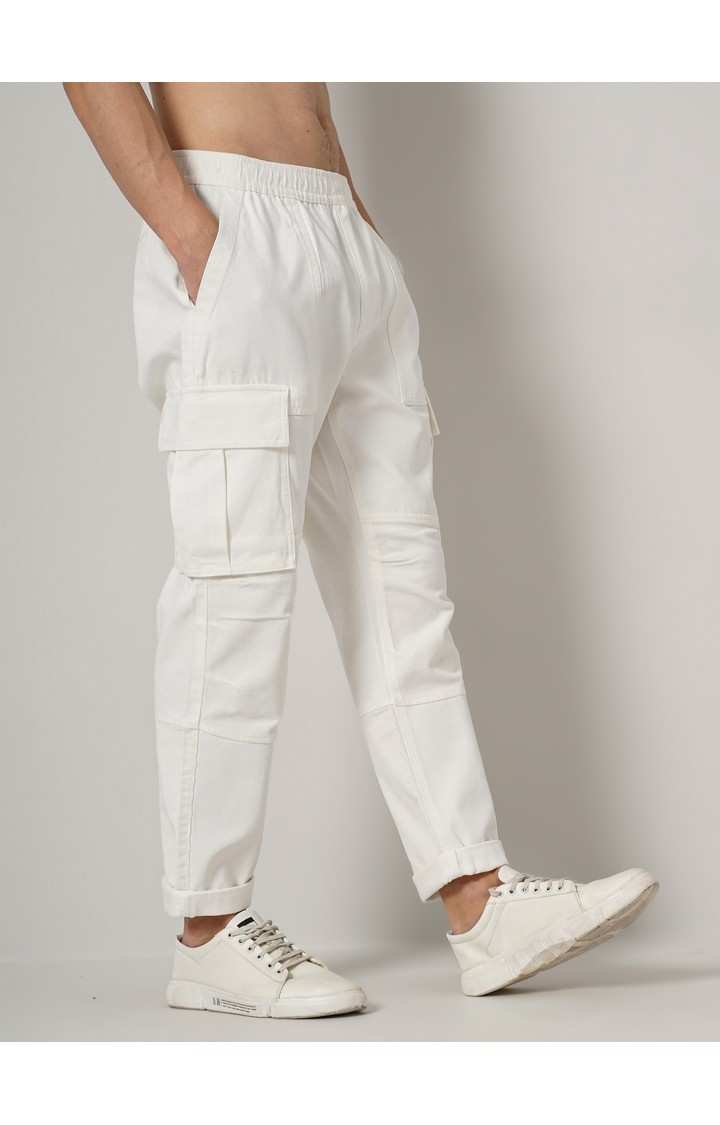 Men's Solid Beige Cargos