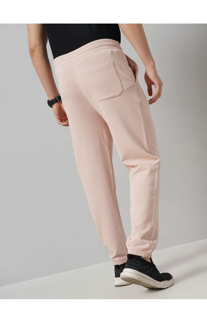 Celio Men Pink Solid Regular Fit Cotton Joggers Trousers